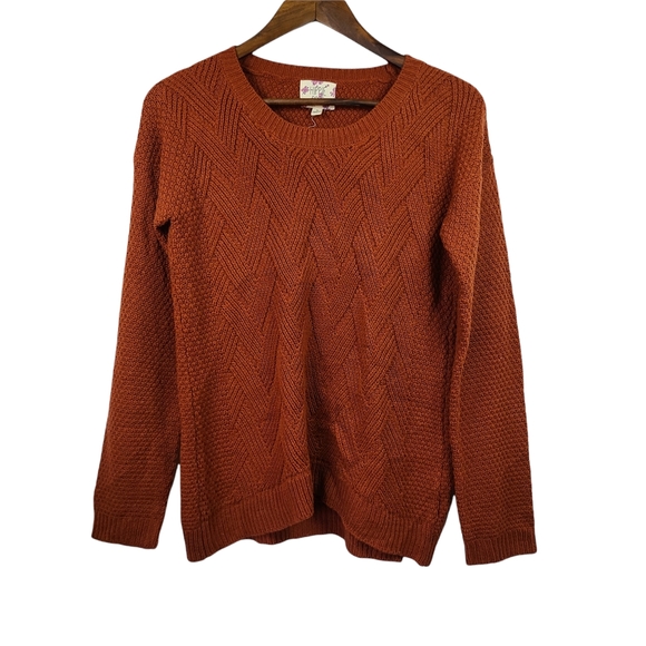 Hippie Rose Burnt Orange Knit Sweater Medium - Picture 1 of 4